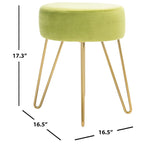 Pouf rond Aqua / Bleu Acier / Mûre de Boysen / Velours Poire avec pieds épingle dorés – 1 personne