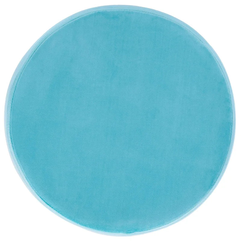 Pouf rond Aqua / Bleu Acier / Mûre de Boysen / Velours Poire avec pieds épingle dorés – 1 personne