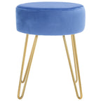 Pouf rond Aqua / Bleu Acier / Mûre de Boysen / Velours Poire avec pieds épingle dorés – 1 personne