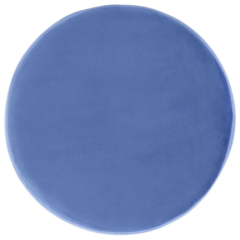 Pouf rond Aqua / Bleu Acier / Mûre de Boysen / Velours Poire avec pieds épingle dorés – 1 personne