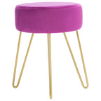Pouf rond Aqua / Bleu Acier / Mûre de Boysen / Velours Poire avec pieds épingle dorés – 1 personne