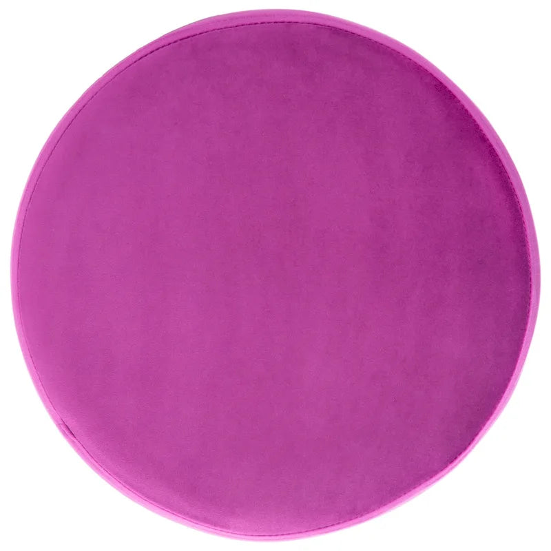 Pouf rond Aqua / Bleu Acier / Mûre de Boysen / Velours Poire avec pieds épingle dorés – 1 personne