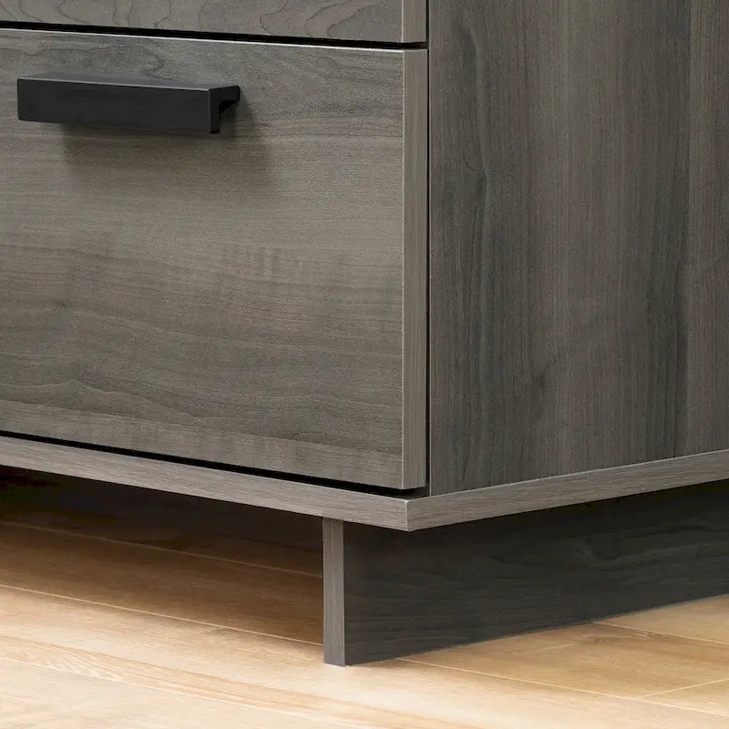 Commode double à 6 tiroirs en érable gris avec glissières en métal et système de verrouillage de tiroirs