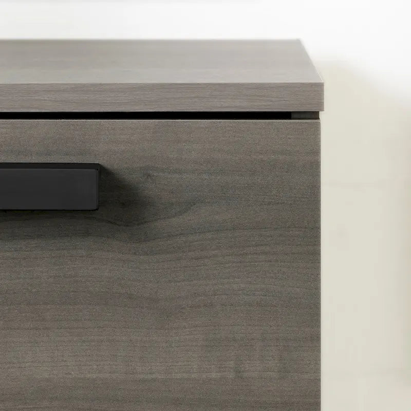 Commode double à 6 tiroirs en érable gris avec glissières en métal et système de verrouillage de tiroirs