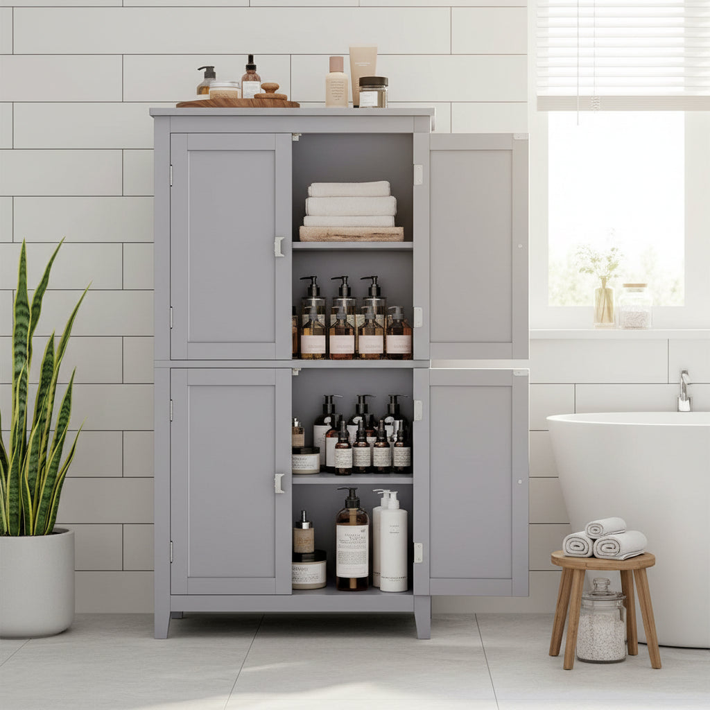 Bathroom Floor Storage Cabinet - 11.8D x 23.6W x 43.3H