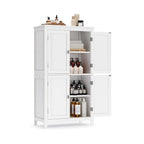 Meuble de rangement de salle de bain sur pied en MDF blanc/gris avec armoires supérieures et inférieures et étagères réglables