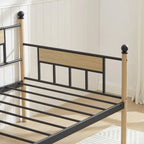 Lit de repos double naturel / noir+marron avec lit gigogne et cadre en métal – 2 personnes