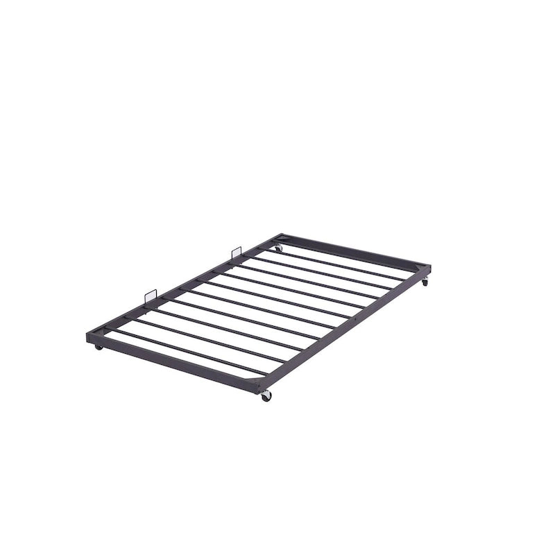 Lit de repos double naturel / noir+marron avec lit gigogne et cadre en métal – 2 personnes