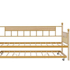 Lit de repos double naturel / noir+marron avec lit gigogne et cadre en métal – 2 personnes