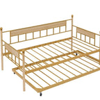 Lit de repos double naturel / noir+marron avec lit gigogne et cadre en métal – 2 personnes