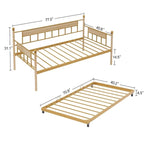 Lit de repos double naturel / noir+marron avec lit gigogne et cadre en métal – 2 personnes