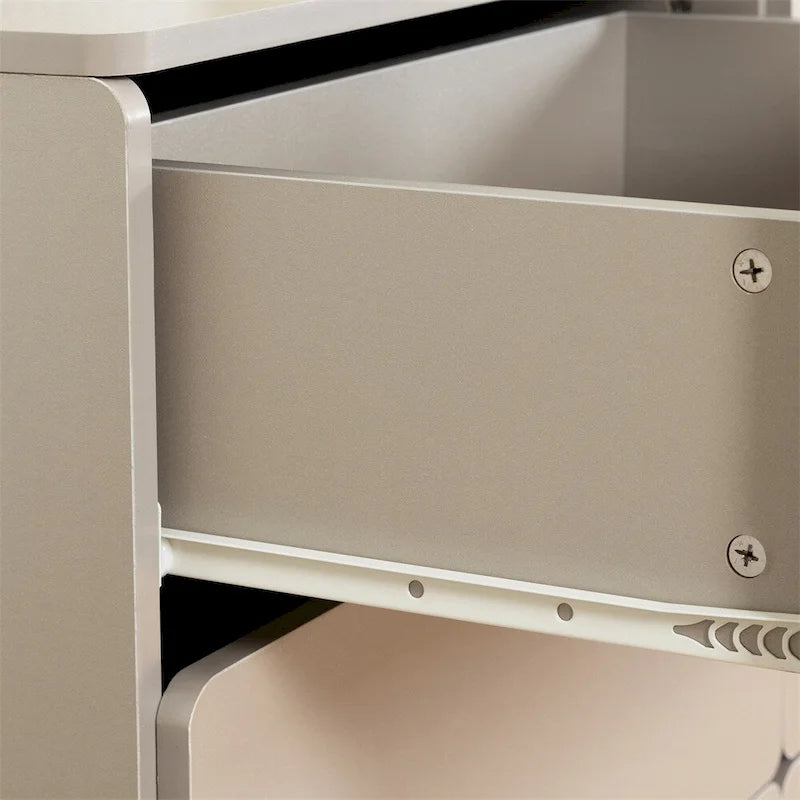 Commode en bois 6 tiroirs gris clair/gris foncé – 1 personne