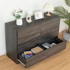 Commode en bois 6 tiroirs gris clair/gris foncé – 1 personne