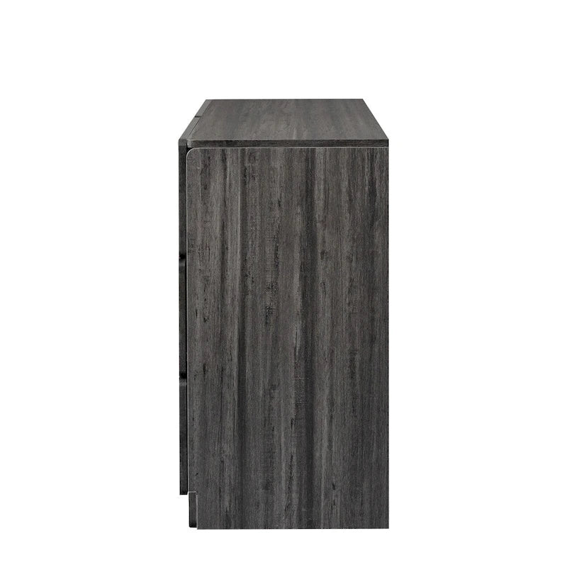 Commode en bois 6 tiroirs gris clair/gris foncé – 1 personne