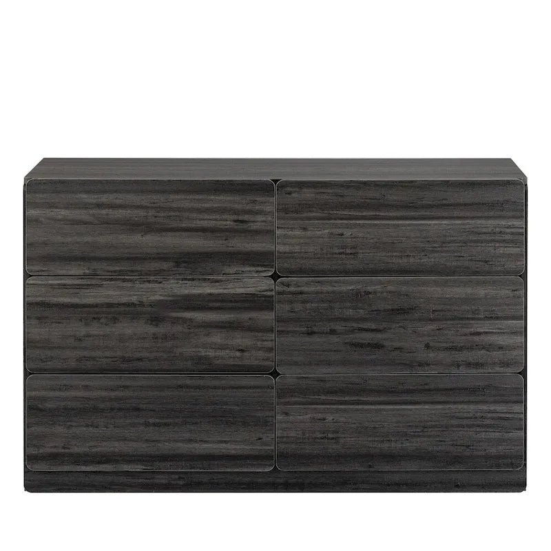 Commode en bois 6 tiroirs gris clair/gris foncé – 1 personne