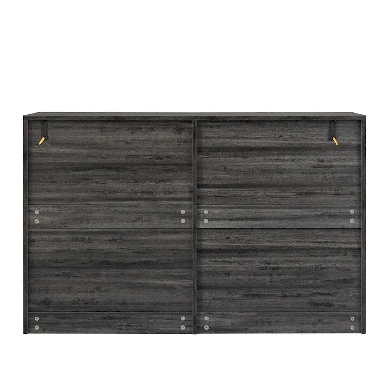 Commode en bois 6 tiroirs gris clair/gris foncé – 1 personne
