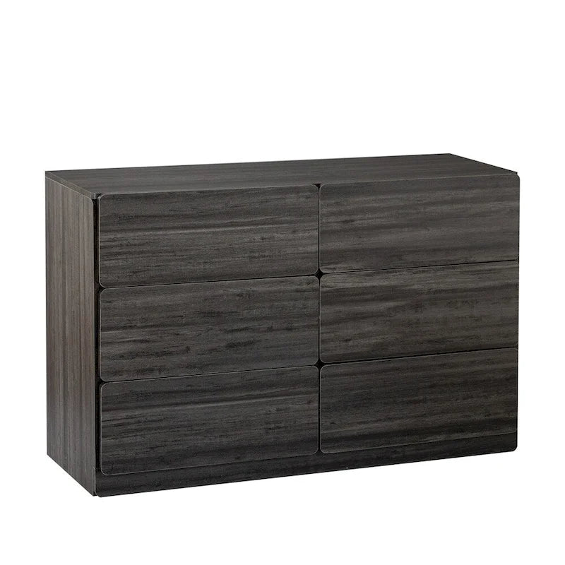 Commode en bois 6 tiroirs gris clair/gris foncé – 1 personne