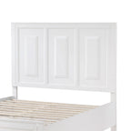 Lit plateforme queen blanc et gris avec tête de lit haute et 2 tiroirs de rangement – 2 personnes