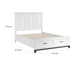Lit plateforme queen blanc et gris avec tête de lit haute et 2 tiroirs de rangement – 2 personnes