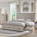 Cadre de lit Queen multicolore avec tête de lit de 54 po et 2 tiroirs de rangement – 2 personnes
