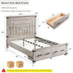 Cadre de lit Queen multicolore avec tête de lit de 54 po et 2 tiroirs de rangement – 2 personnes