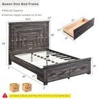 Cadre de lit Queen multicolore avec tête de lit de 54 po et 2 tiroirs de rangement – 2 personnes