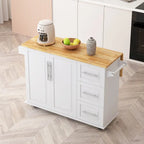 Desserte d'îlot de cuisine noire/blanche avec plateau extensible, 3 tiroirs et armoire à 2 portes – 1 personne