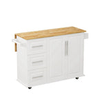 Desserte d'îlot de cuisine noire/blanche avec plateau extensible, 3 tiroirs et armoire à 2 portes – 1 personne
