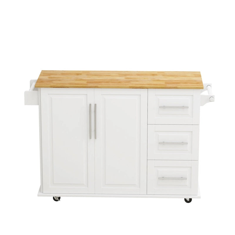 Desserte d'îlot de cuisine noire/blanche avec plateau extensible, 3 tiroirs et armoire à 2 portes – 1 personne