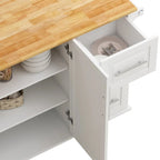 Desserte d'îlot de cuisine noire/blanche avec plateau extensible, 3 tiroirs et armoire à 2 portes – 1 personne