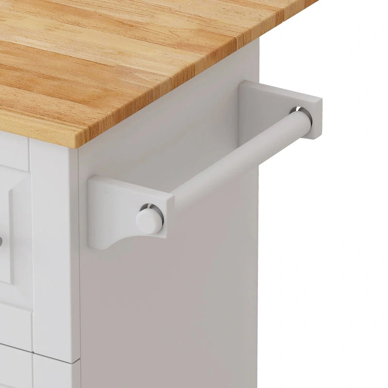 Desserte d'îlot de cuisine noire/blanche avec plateau extensible, 3 tiroirs et armoire à 2 portes – 1 personne