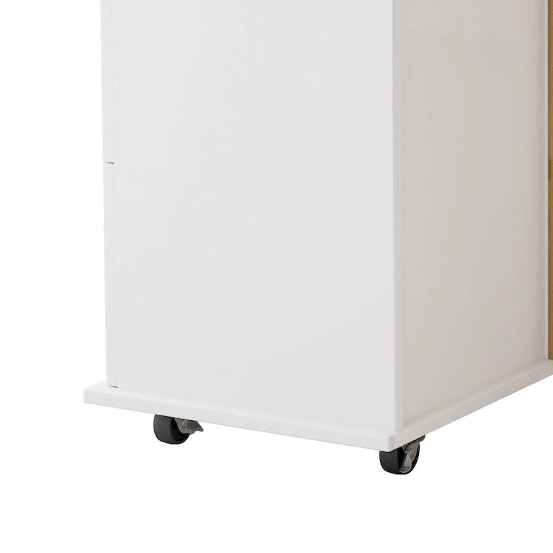 Desserte d'îlot de cuisine noire/blanche avec plateau extensible, 3 tiroirs et armoire à 2 portes – 1 personne