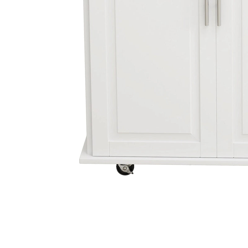 Desserte d'îlot de cuisine noire/blanche avec plateau extensible, 3 tiroirs et armoire à 2 portes – 1 personne