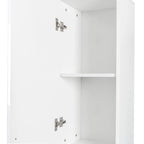 Meuble de cuisine autoportant en panneaux de bois blanc avec 3 étagères fixes et 2 portes