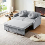 Canapé convertible capitonné gris clair / café / beige avec dossier réglable et 2 ports USB – 2 places
