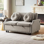 Canapé convertible capitonné gris clair / café / beige avec dossier réglable et 2 ports USB – 2 places