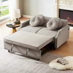 Canapé convertible capitonné gris clair / café / beige avec dossier réglable et 2 ports USB – 2 places