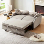 Canapé convertible capitonné gris clair / café / beige avec dossier réglable et 2 ports USB – 2 places