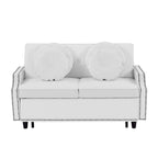 Canapé convertible capitonné gris clair / café / beige avec dossier réglable et 2 ports USB – 2 places