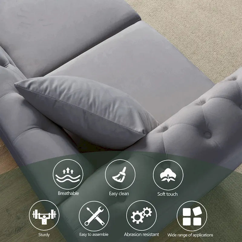 Canapé 3 places Chesterfield beige/gris avec capitonnage et clous décoratifs – 3 personnes
