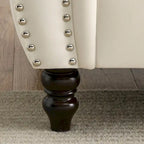 Canapé 3 places Chesterfield beige/gris avec capitonnage et clous décoratifs – 3 personnes