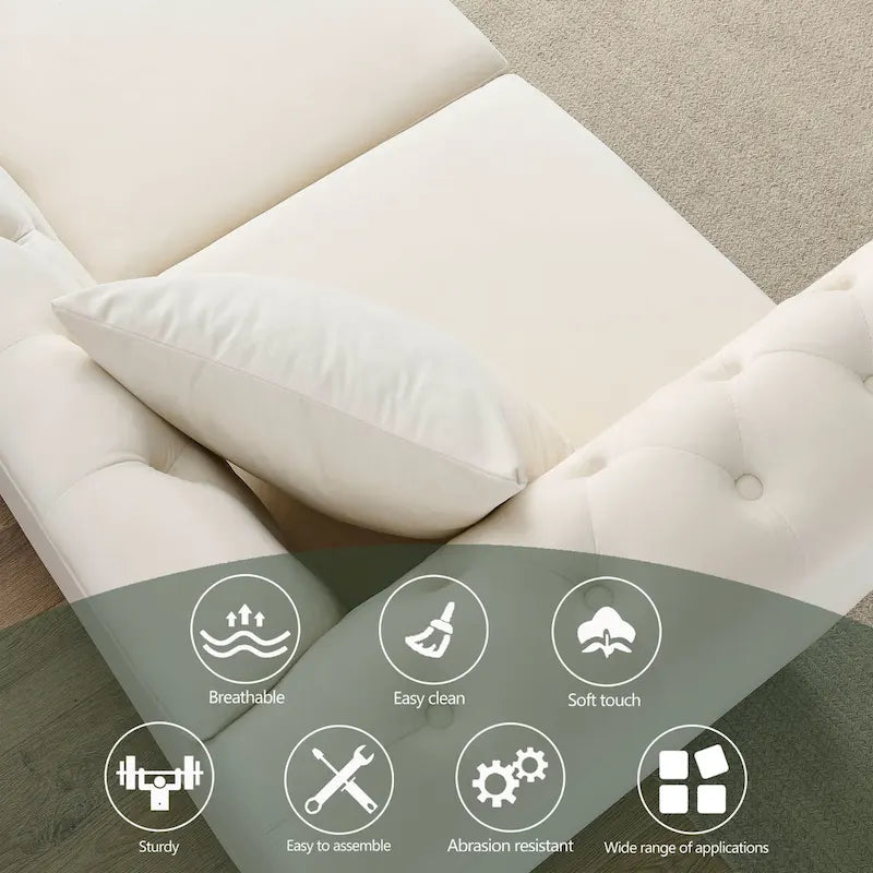 Canapé 3 places Chesterfield beige/gris avec capitonnage et clous décoratifs – 3 personnes