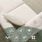 Canapé 3 places Chesterfield beige/gris avec capitonnage et clous décoratifs – 3 personnes