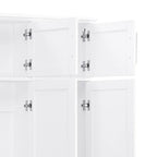 Meuble d'entrée haut en bois noir et blanc avec 8 casiers, 4 compartiments ouverts et un banc intégré