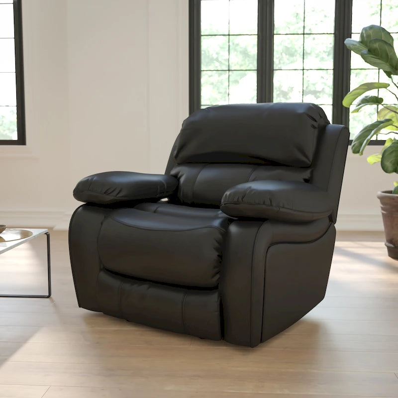 Fauteuil inclinable Rocker en similicuir noir/marron avec dossier capitonné et accoudoirs moelleux – 1 place