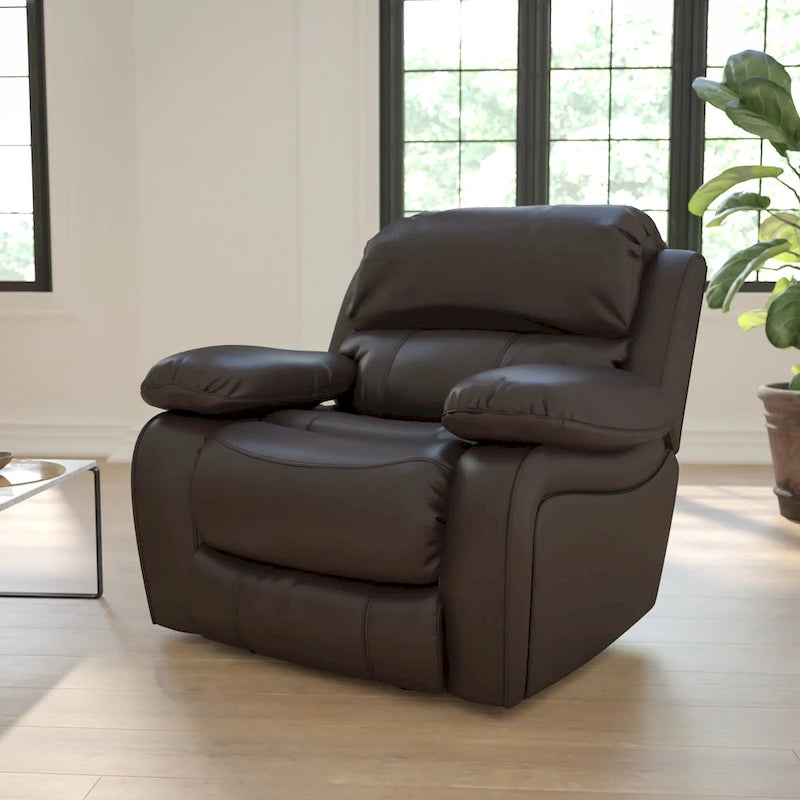 Fauteuil inclinable Rocker en similicuir noir/marron avec dossier capitonné et accoudoirs moelleux – 1 place