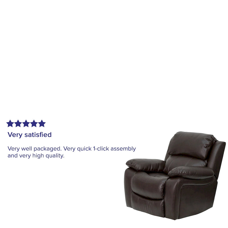 Fauteuil inclinable Rocker en similicuir noir/marron avec dossier capitonné et accoudoirs moelleux – 1 place