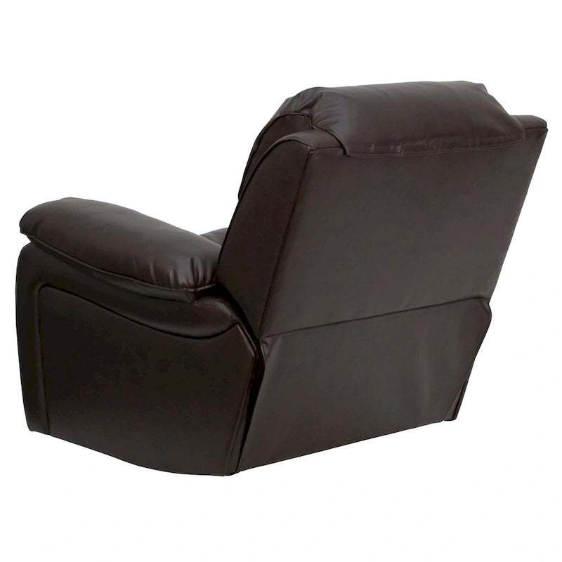 Fauteuil inclinable Rocker en similicuir noir/marron avec dossier capitonné et accoudoirs moelleux – 1 place