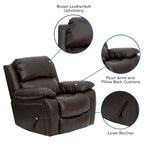 Fauteuil inclinable Rocker en similicuir noir/marron avec dossier capitonné et accoudoirs moelleux – 1 place