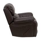 Fauteuil inclinable Rocker en similicuir noir/marron avec dossier capitonné et accoudoirs moelleux – 1 place